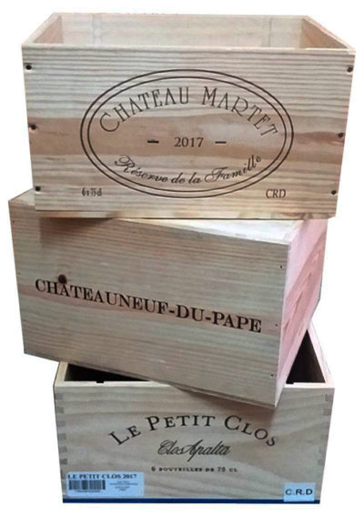 Lote de 3 cajas de vino de madera francesas - Imagen 6