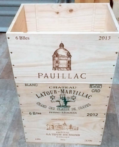 Lote de 3 cajas de vino de madera francesas - Imagen 5