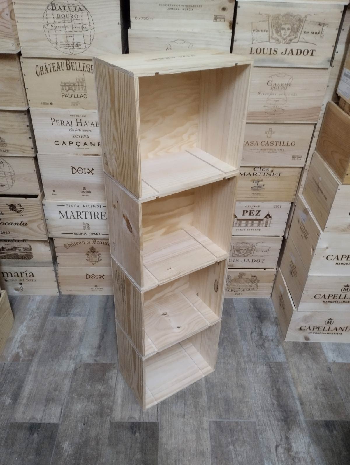 Pack 4 cajas de madera creación de estanterías - Imagen 4