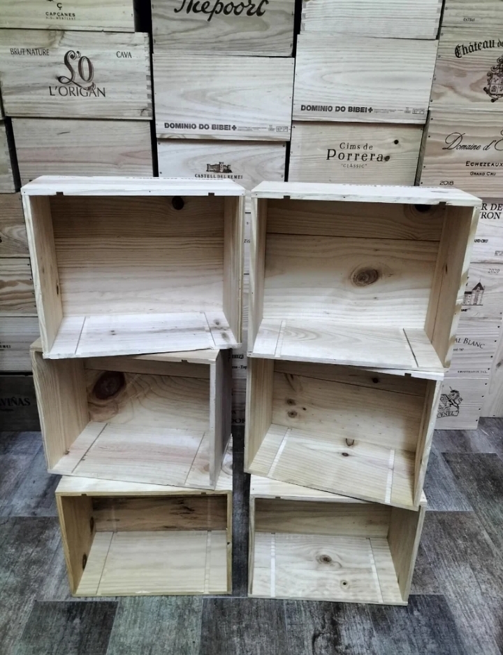 Pack 6 cajas de madera creación de estanterías