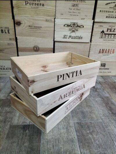 Pack 3 cajas de vino de madera tipo bandeja (6 botellas)