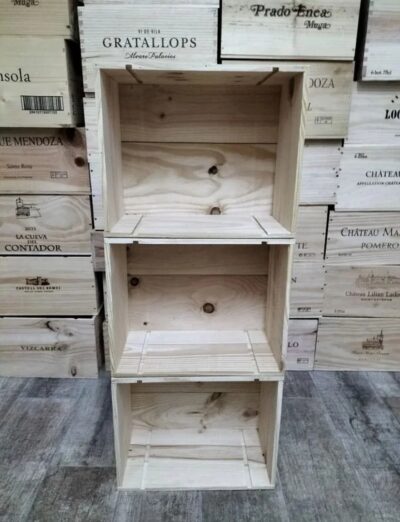 Pack 3 cajas de madera creación de estanterías