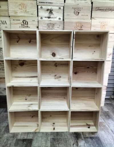 Pack 12 cajas de madera creación de estanterías