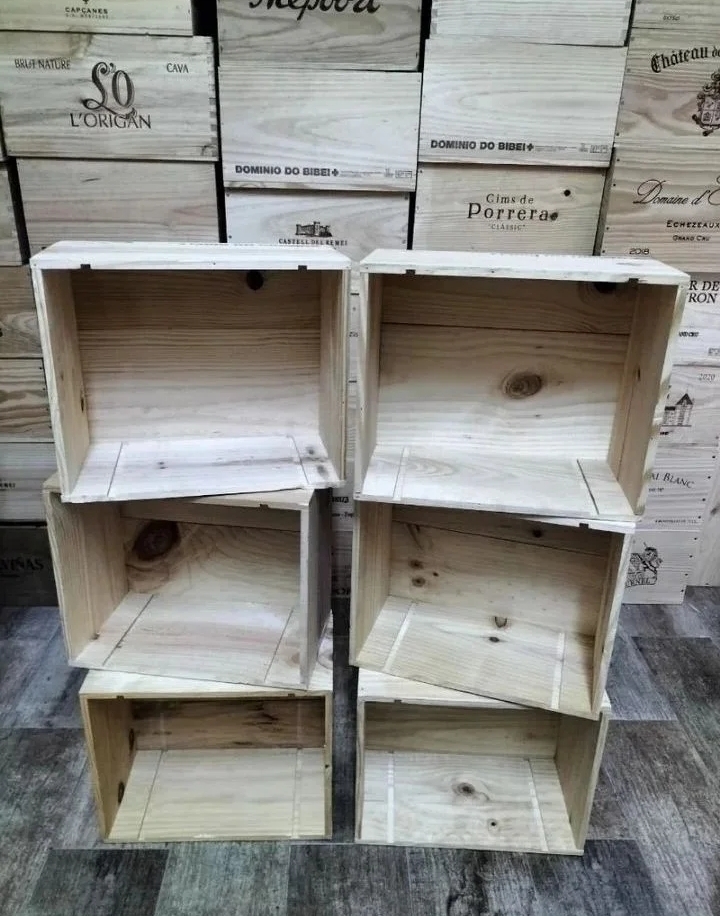 Pack 6 cajas de madera creación de estanterías - Imagen 2