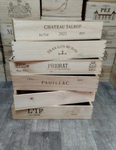 Pack 6 cajas de vino de madera tipo bandeja (6 botellas)